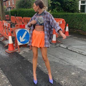 Nike Vibrant Neon Orange Pleated Victory Tennis Mini Skirt S